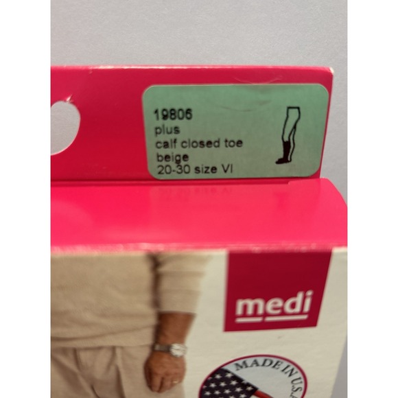Mediven Plus Calf 20-30 Compression Stockings Size VI Beige Closed Toe 19806 New - Picture 3 of 8